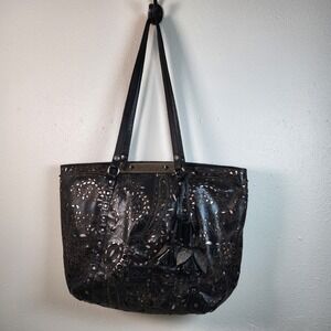 Patricia Nash Metallic Tooled Laser Lace Benvenuto Tote Metallic